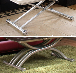 脚が邪魔にならない昇降式テーブル，