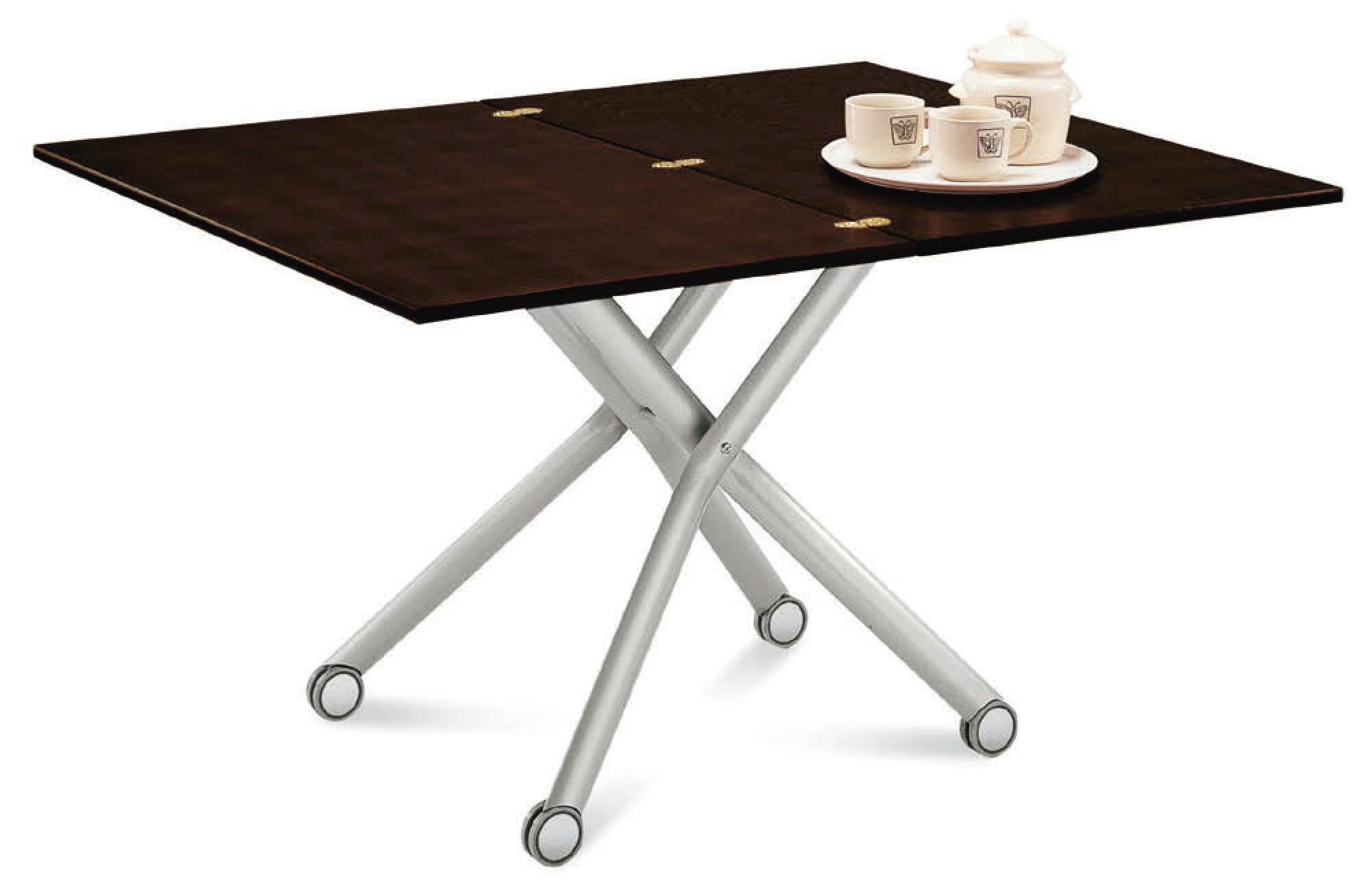 脚が邪魔にならない昇降式テーブル，